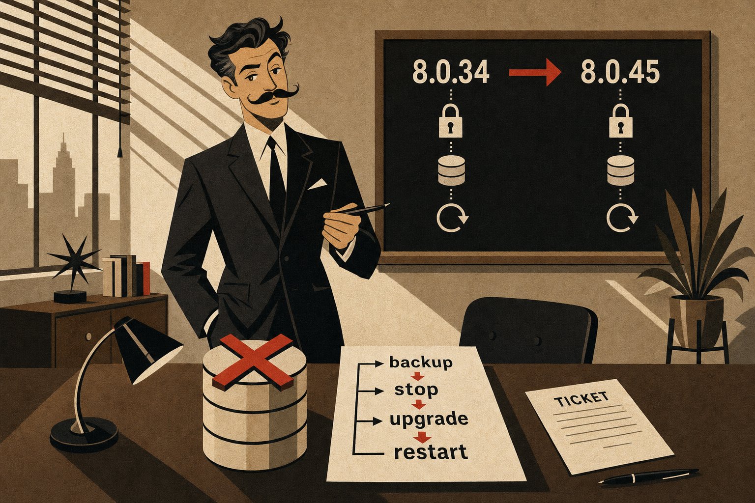 Tichetul spunea «actualizează MySQL și oprește serviciul»